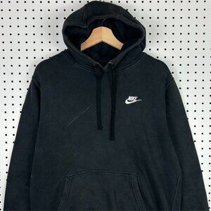 Nike Sportswear NSW Black Hoodie‎ Sweatshirt Size Medium Swoosh Logo Y2K Goth